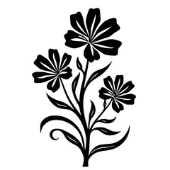 Elegant Black and White Floral Silhouette on White Background