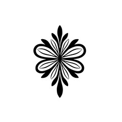 Black and White Decorative Floral Ornament, Minimalist Design