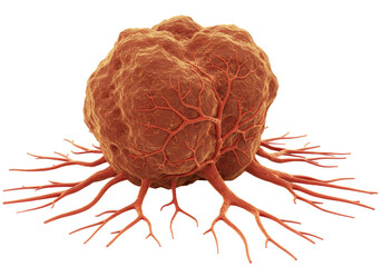 Isolated Cancer Cell with Root System and Vessels