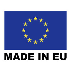 Made in Europe set flat icon for banner design.Information label
