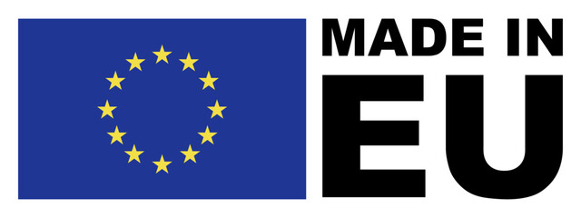 Made in Europe set flat icon for banner design.Information label