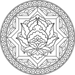 Turkish floral mandala Coloring page.