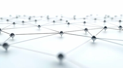 Abstract Network Of Interconnected Points In Grey And White