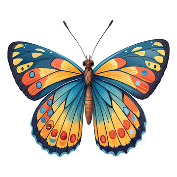 Illustration of flying baterfly with white backgorund