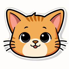 adorable cartoon cat sticker with pink ears and whiskers