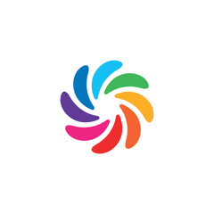 Multicolored spinning propeller symbol. Vector.