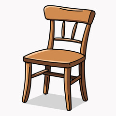 wooden chair with brown seat and backrest