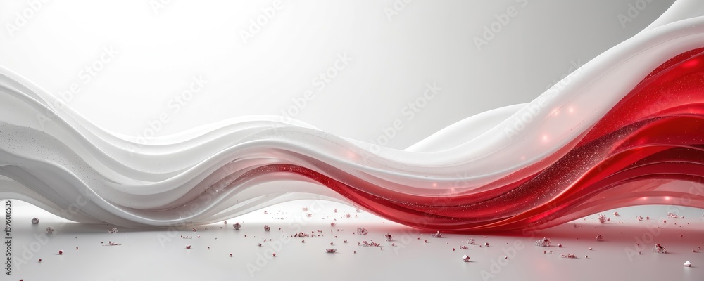 Leinwandbilder Abstract white, red flowing lines background with tech feel. Dynamic flowing wave design, modern curve. Digital art, futuristic texture. Creative concept for web banner, template, layout.