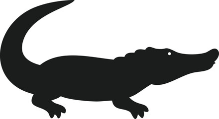Fototapeta premium Silhouette Alligator Reptile Wildlife Animal Nature Black White Vector Graphic Design
