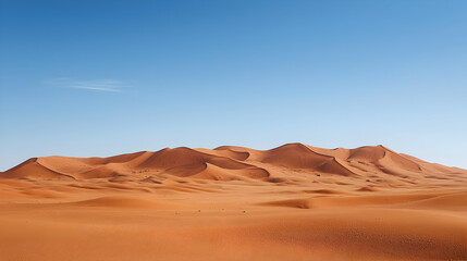 Naklejka premium Vast Desert Landscape With Red Dunes Under Clear Blue Sky