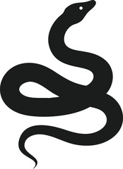 Naklejka premium Elegant Black Snake Silhouette, Coiled, Reptilian, Vector, Design, Art, Graphic, Illustration, 