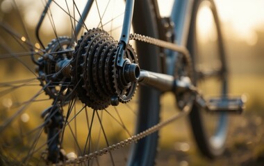 Fototapeta premium Bicycle Gear Closeup in Outdoor Setting