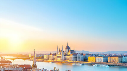 Fototapeta premium Budapest Cityscape Panorama At Sunset
