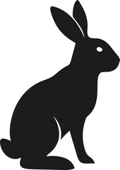 Obraz premium Silhouette of a Sitting Hare, Black Rabbit Icon, Wildlife Image