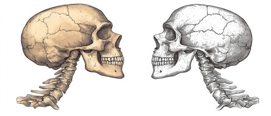 Fototapeta premium Two Human Skulls in Profile
