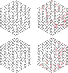 Hexagonal Maze Puzzles Solutions and Unsolved Challenges
