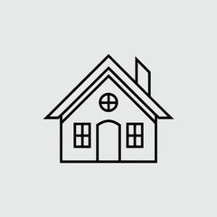 Black Line Art Home Symbol on Light Background