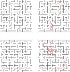Complex Maze Puzzles Solutions and Paths Illustrated