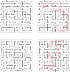 Complex Maze Puzzles Solutions Shown, StepbyStep Guidance