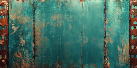 Obraz premium Rustic Teal Metal Wall Art