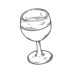 glass cup vector line art handdraw illustration