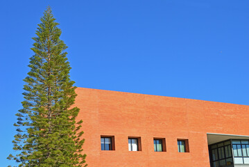 Fragment of the facade of the General University Library in Malaga