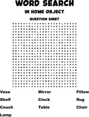 Home Object Word Search Puzzle Find Furniture and Decor