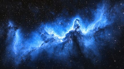 Obraz premium Vibrant blue nebula stretches across a dark, star-studded cosmos