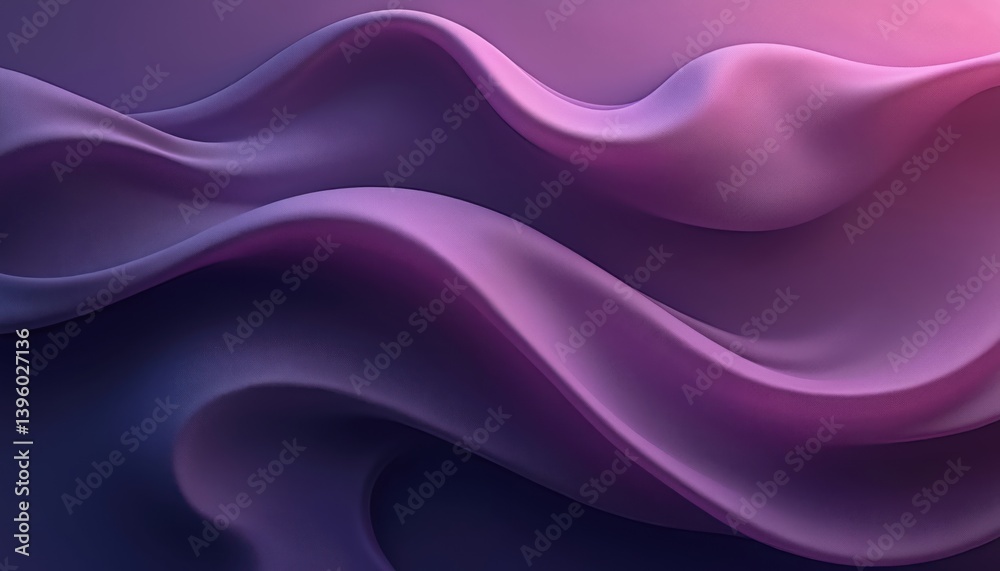 Poster abstract illustration featuring flowing wavy lines. gradient purple colors create dynamic, soft comp