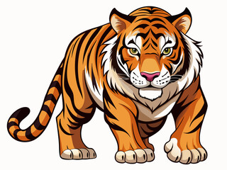 Fototapeta premium vector illustration of a fierce Bengal tiger in a stalking pose, isolated on a white background
