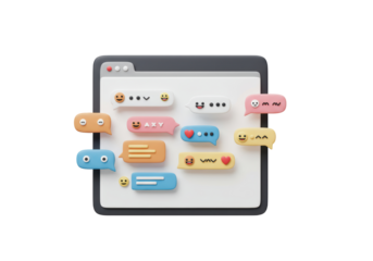 Isolated 3D Render of Chat Bubbles on Browser Window Interface
