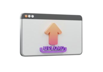 Isolated 3D Upload Arrow on Browser Window Interface