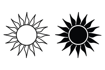 Sun Icon Set Silhouette Vector Illustration.