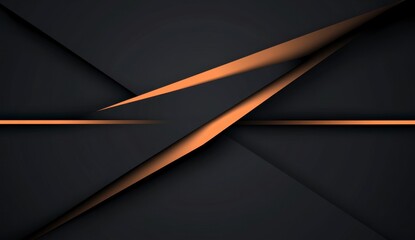 Abstract Black Background with Gold Lines for Modern Presentation Design