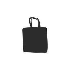 Cloth totebag with handle. Canvas bag mockup. Vector illustration