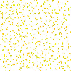 Vector Confetti ribbons explosion. Party festive firework. Carnival gold confetti burst on white background. Yellow paper blast. Happy Birthday.