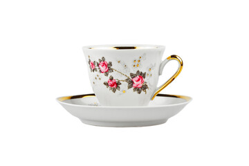 Elegant Teacup Saucer Floral Pattern White