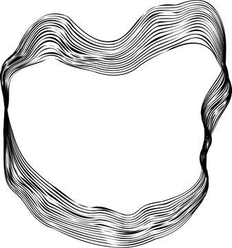 Circular open shape formed with gentle textured curves and repeated parallel lines creating a soft motion effect.