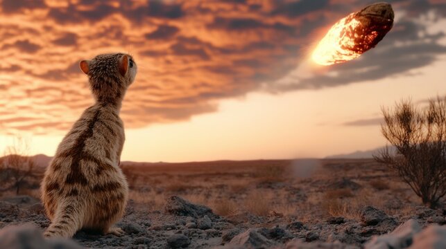 The moment when the meteorite that wiped out the dinosaurs hit the earth. The moment when the meteorite hit the earth through the eyes of a small rodent that would eventually evolve into a human.
