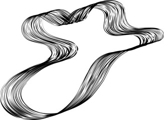 Obraz premium Irregular circular frame with flowing curves and textured lines creating an uneven organic form with fluid motion and open center.