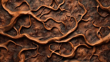 Abstract Roots Background Art in Brown Tones for Organic Designs