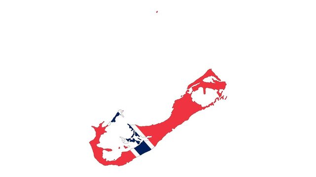 Bermuda outline map animation with flag colors