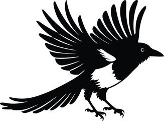 Magpie Silhouette Vector for Birdwatching and Nature Design
