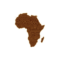 African Continent Map with Ethnic Pattern Design