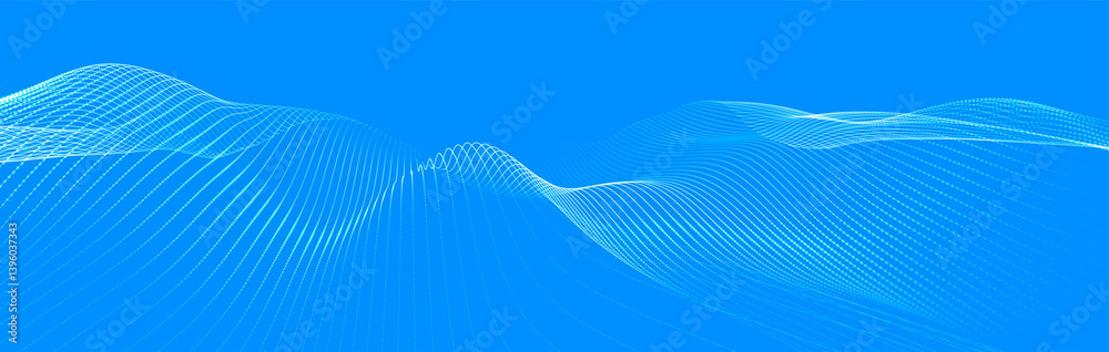Poster futuristic dot wave. abstract digital particle wave. technology background. colored musical wave. li