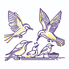 Vector illustration of a bird in flight symbolizing peace and freedom with wings spread