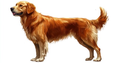 Golden Retriever, standing, profile, white background, pet portrait