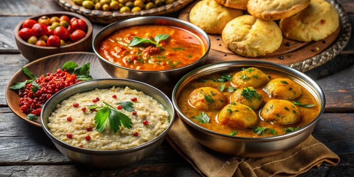 Macro Photography: Indian Wheat Dumplings in Lentil Stew with Chutneys