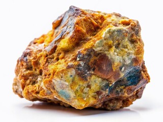 Macro Photography: Isolated Rock Texture, Rough Stone Surface Detail, White Background