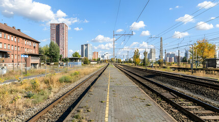 Urban Railroad Tracks Under Sunny Daylight